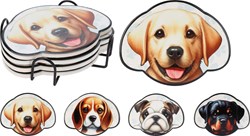 Set posavasos perro cartón juguete 4 piezas con soporte
