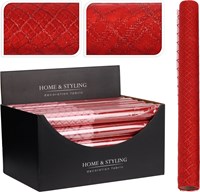 Koopman camino de mesa rojo decoración en rollo 200x37cm - textil de mesa festivo