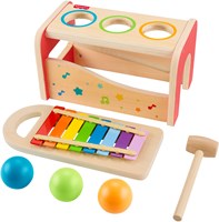 Fisher-Price xilófono de madera juguete con banco de martillo para niños-2