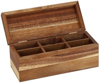 Daily Home caja de té madera 6 compartimentos marrón con tapa abatible-3