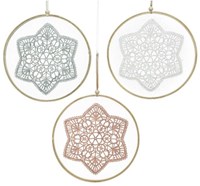 Decoris colgante de algodón decoración Ø24cm con marco de bambú surtido