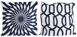 Decoris cojín azul-blanco 43x43cm interior poliéster algodón