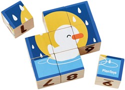 PlanToys Juguetes de madera Animales Puzzle Cubos