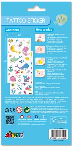 Avenir tatuajes adhesivos animales marinos - tatuajes temporales niños multicolor-3