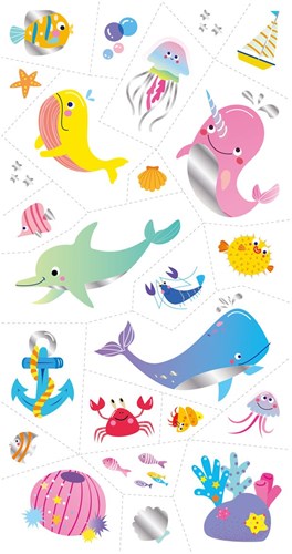 Avenir tatuajes adhesivos animales marinos - tatuajes temporales niños multicolor-2