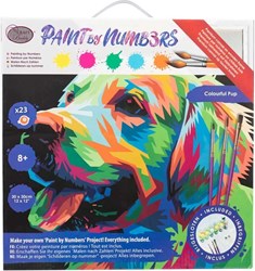 Craft Buddy kit pintar por números cachorro colorido 30x30cm acrílico