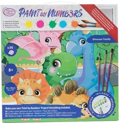 Craft Buddy pintar por números familia dinosaurios 30x30cm set acrílico