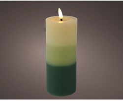 Lumineo vela LED luz ambiental verde con efecto llama y temporizador 11cm