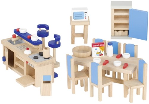 Goki cocina casa de muñecas set muebles madera accesorios 30 piezas-2