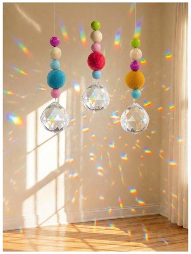 Goki atrapasol decoración de ventana con cuentas de fieltro y cristal-2