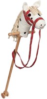 Goki caballo de palo de madera blanco juguete con ruedas y cabestro-2