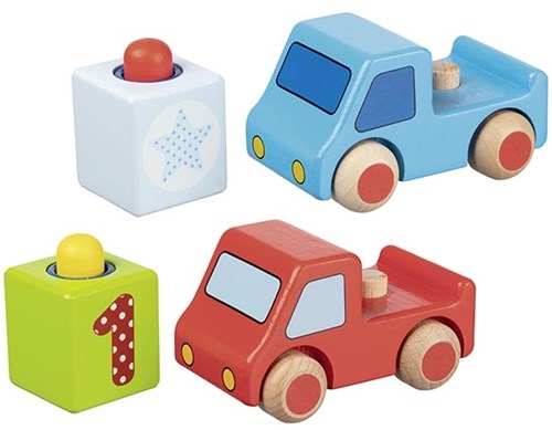 Goki coche de juguete de madera - vehículo colorido para niños-2