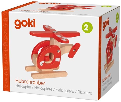 Goki helicóptero de juguete de madera rojo - madera FSC sostenible-2