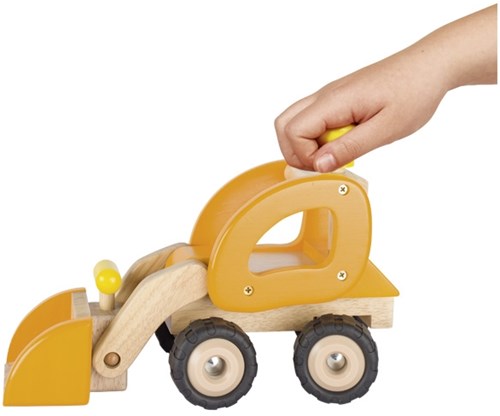 Goki excavadora de madera vehículo de construcción juguete rojo-2