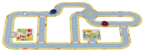 Goki Puzzle de Suelo Calles con 2 Vehículos - Juguete de Cartón-2