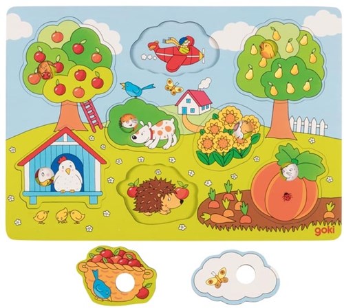 Goki puzzle de madera - juguete educativo tema jardín, 8 piezas-2
