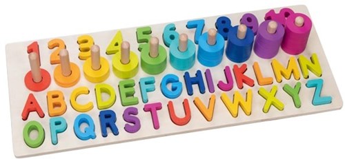 Goki puzzle de madera números y letras - juguete educativo 91 piezas-2