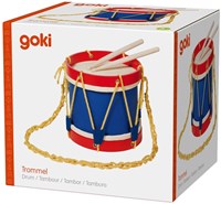 Goki tambor de madera juguete musical con baquetas - azul rojo-3
