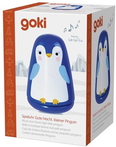 Goki caja de música de madera pingüino habitación bebé nana azul-3