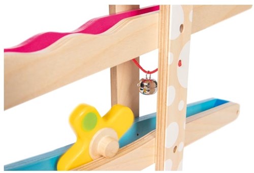 Goki pista de canicas de madera juguete con figuras - pista colorida-3