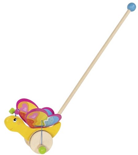 Goki juguete de empuje mariposa de madera para niños pequeños-3