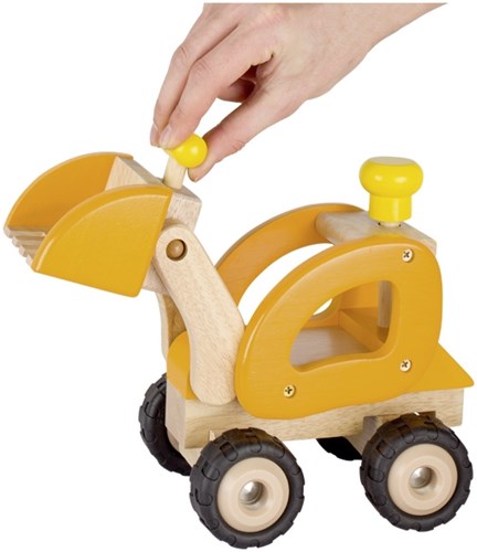 Goki excavadora de madera vehículo de construcción juguete rojo-3