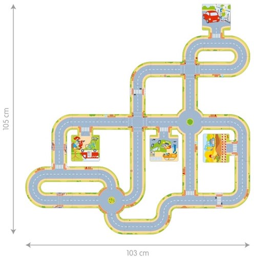 Goki Puzzle de Suelo Calles con 2 Vehículos - Juguete de Cartón-3