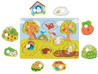 Goki puzzle de madera - juguete educativo tema jardín, 8 piezas-3