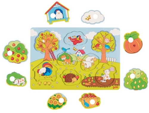Goki puzzle de madera - juguete educativo tema jardín, 8 piezas-3