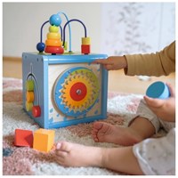 Goki cubo de actividades de madera con espiral - juguete educativo-3