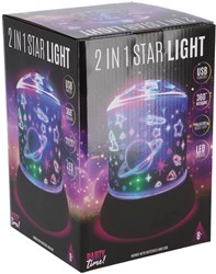 Party Time lámpara LED estrellada 2 en 1 con base negra para ambiente mágico
