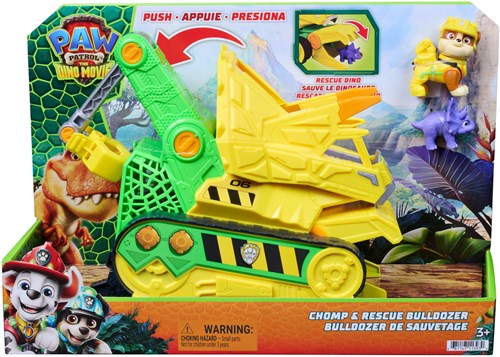 Paw Patrol vehículo de juguete Dino Movie bulldozer de rescate de Rubble con dinosaurio-3