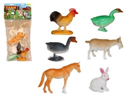 Animales de granja set figuras de juego plástico 6 piezas 28x13x5cm juguete