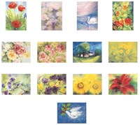 Mercurius tarjetas flores set - tarjetas grandes - 13 unidades