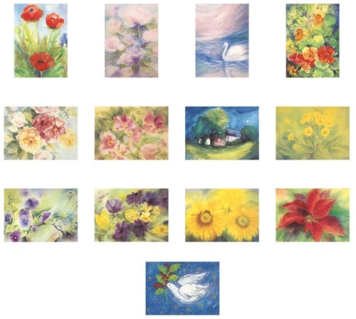 Mercurius tarjetas flores set - tarjetas grandes - 13 unidades