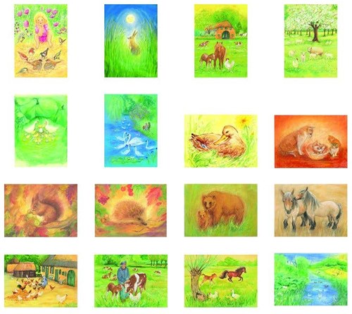 Mercurius cartas de animales - set de 16 - cartas creativas para jugar
