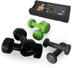 Schildkröt set de mancuernas fitness 6 piezas con revestimiento de vinilo y maletín