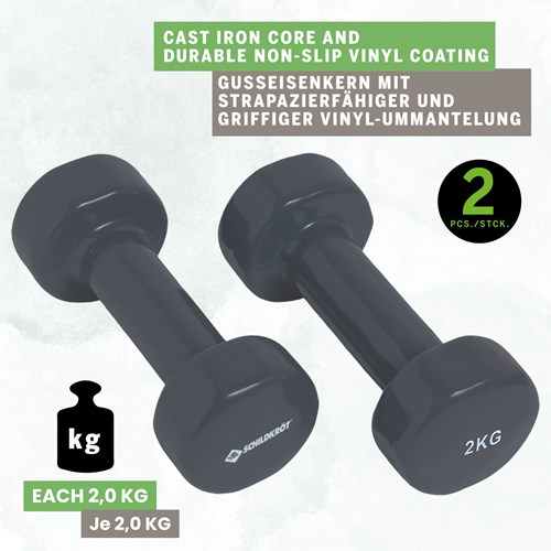 Schildkröt mancuernas set fitness 2x2kg - pesas vinilo gris-2