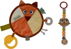 Dolce Toys Paño de abrazo de la tierra y cadena de chupete - Fiona Fox & Ollie Owl