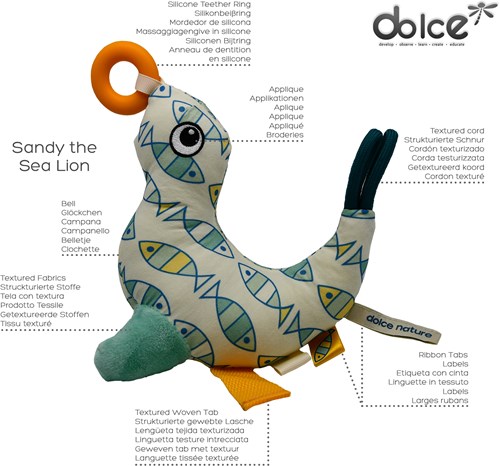 Dolce Toys Peluche de actividad oceánica - León marino Sandy-2
