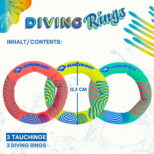 Schildkröt set de juguetes de buceo 3 aros de neopreno - Diversión colorida en el agua-2