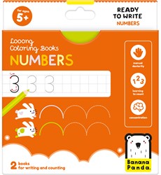 Banana Panda Libro para colorear looong: Listo para escribir números 5+