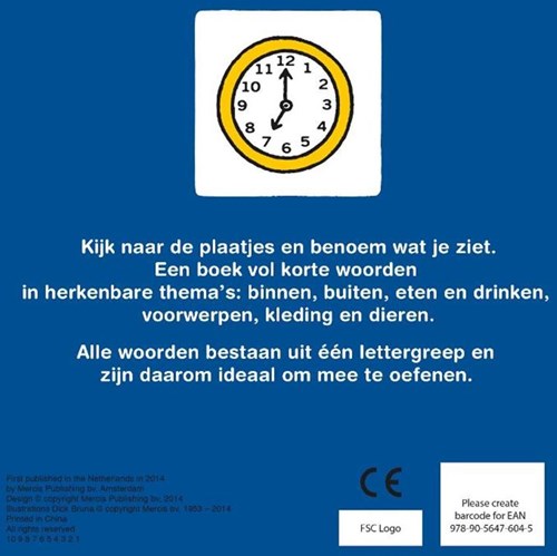 Mercis Nijntje libro de cartón aprender palabras cortas para niños 2+-2