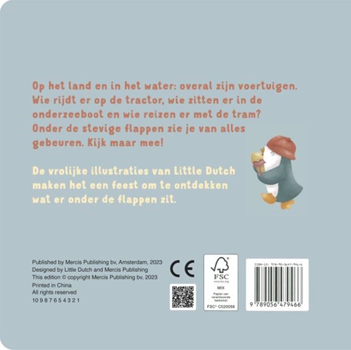 Mercis libro con solapas vehículos cartón Little Dutch 1+ interactivo-2