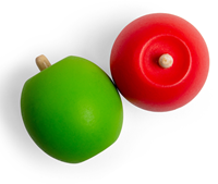 BigJigs juguete de madera manzana roja verde fruta-3