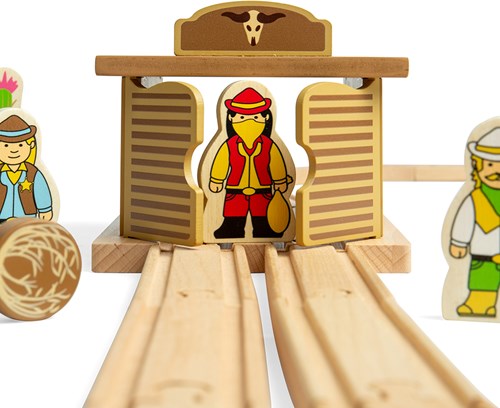 BigJigs tren de madera Túnel Saloon accesorio Lejano Oeste juguete-3