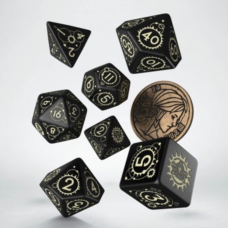 Q-Workshop Set de dados The Witcher - Ciri - De Zireael (7 piezas + moneda)-2