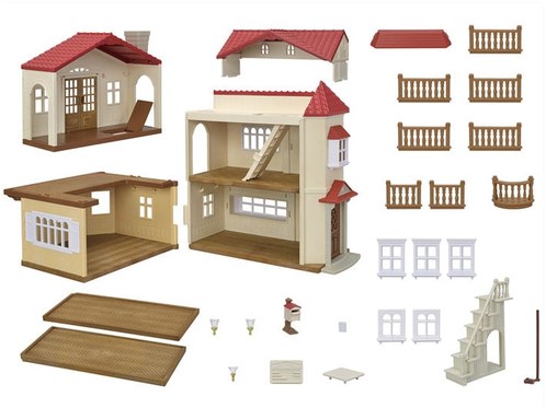 Casa de muñecas grande de Sylvanian Families con sala de juegos secreta-2