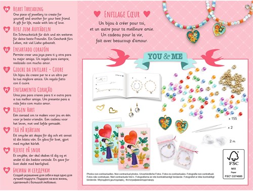 Djeco L'ART DU FIL - PERLES & BIJOUX Enfilage Cœur - FSC MIX