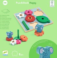 Djeco PUZZLES BOIS - PUZZLES RELIEF Puzz & Stack Happy - FSC 100%